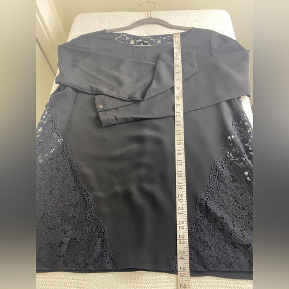 Club Monaco Silk Blouse with Delicate Lace Inlay, Medium - Picture 3 of 4